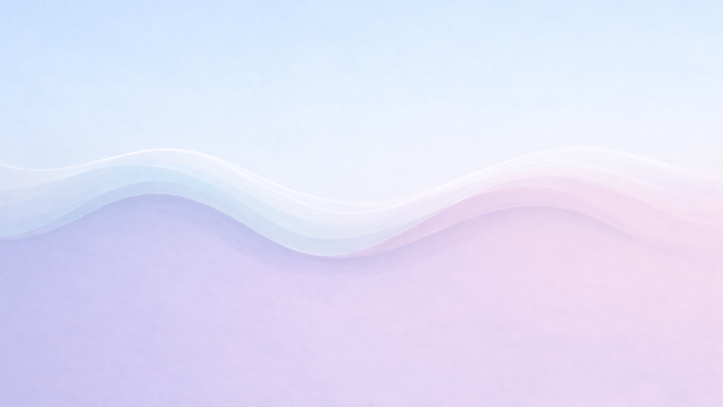 Smooth overlapping waves in shades of blue, purple, and pink with a light blue background
